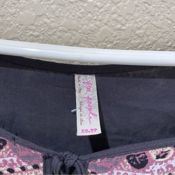 FREE PEOPLE Marla Dreams Dress Black Combo Purple Floral Boho Hippie Size XS - Picture 6 of 10